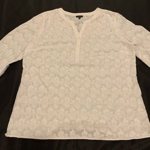 XL-Talbots White Floral blouse